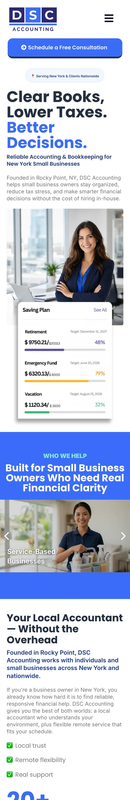 DSC Accounting website on a phone