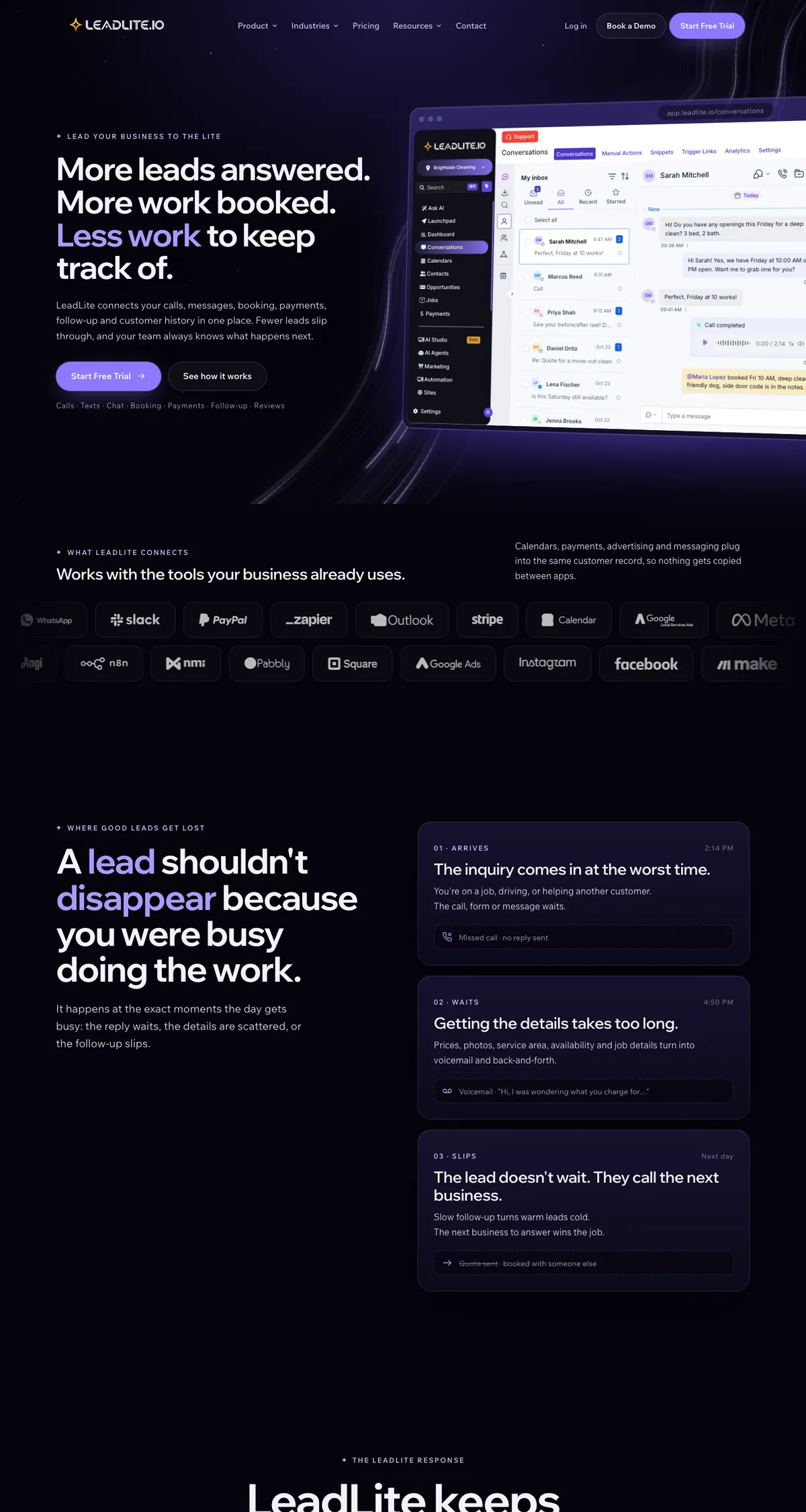 LeadLite website on desktop