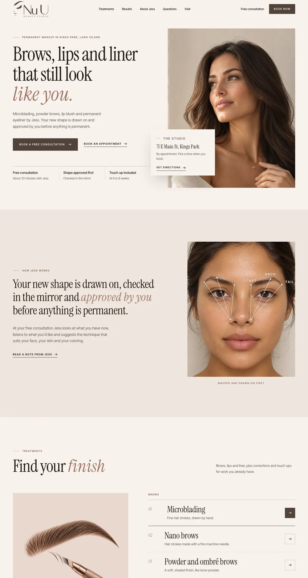 Nu U Beauty Studio’s website