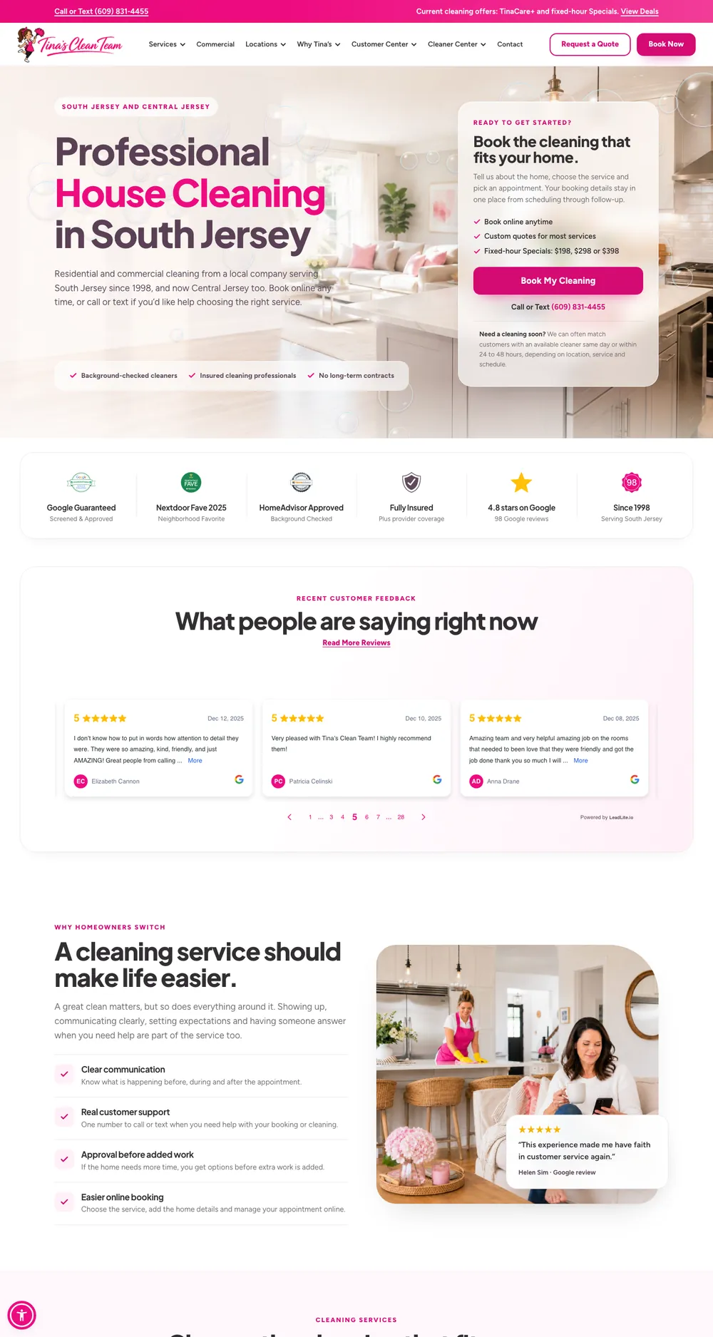 Tina’s Clean Team’s website